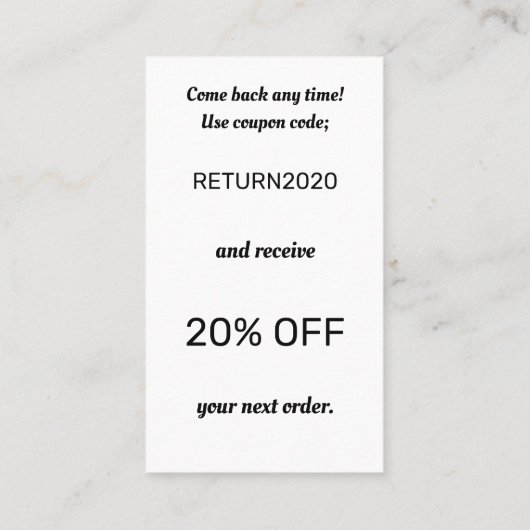 Standard Small Business Thank Code 名刺 (裏面)