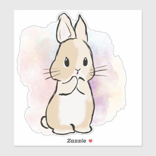 Standing bunny watercolor  シール (シート)