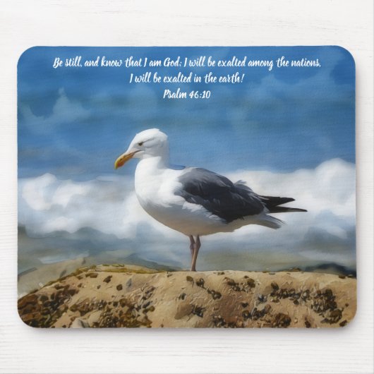 Standing Still Sea Bird Bible Verse Faith マウスパッド (正面)