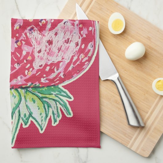 Standing Strawberry キッチンタオル (四つ折り)