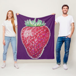 Standing Strawberry フリースブランケット