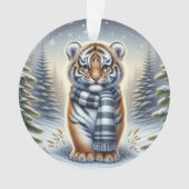 Standing Tiger in Striped Scarf オーナメント (正面)