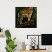 Standing Tiger Safari Animal Art ポスター (ホームオフィス)