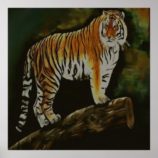 Standing Tiger Safari Animal Art ポスター (正面)