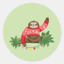Stanley Slothラウンドクリスマスステッカー ラウンドシール