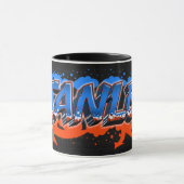Stanley Vorname Name Graffiti blue orange Tasse マグカップ (中央)