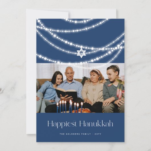 Star スタイリッシュ With Lightsきらめく Hanukkah写真 シーズンカード (正面)