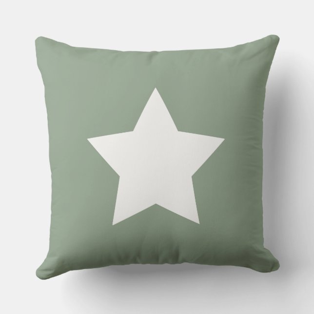 Star and initials Modern sage green and white アウトドアクッション (裏面)