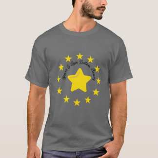 Star and love button girl tシャツ