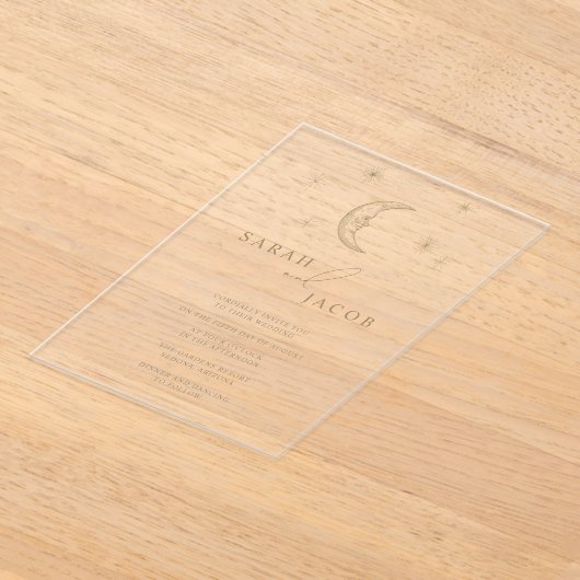 Star and Moon Celestial Wedding Invitation アクリル招待状 (レイダウン)