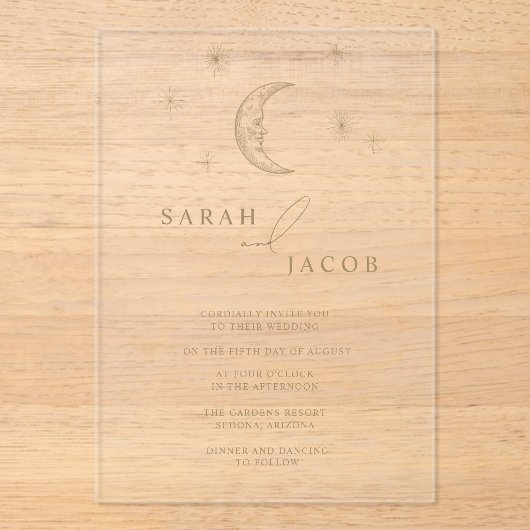 Star and Moon Celestial Wedding Invitation アクリル招待状 (正面)