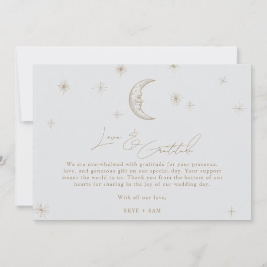 Star and Moon Celestial Wedding Photo Thank You  サンキューカード (正面)