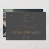 Star and Moon Celestial Wedding Photo Thank You  サンキューカード (正面/裏面)