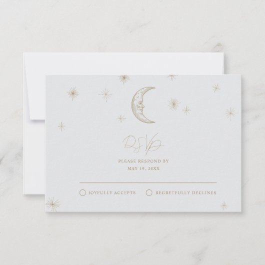 Star and Moon Celestial Wedding RSVP Card (正面)