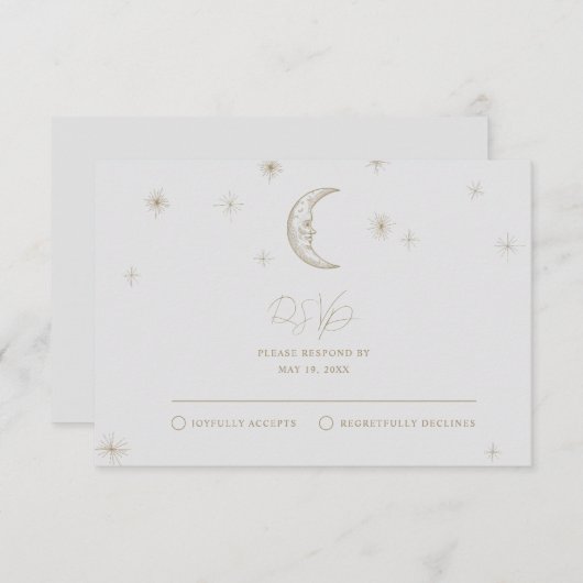 Star and Moon Celestial Wedding RSVP Card (正面/裏面)