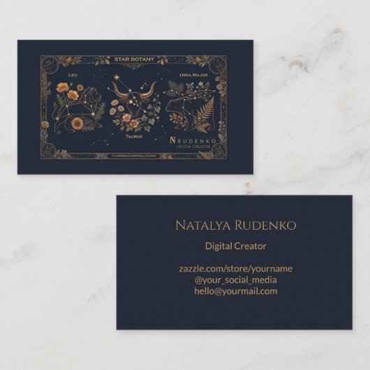 Star Botany Luxury Gold Navy Monogram Business Car 名刺 (正面/裏面)