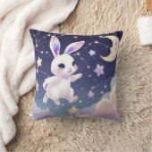 Star Bunny Throw Pillow – Pastel Galaxy Rabbit クッション (ブランケット)
