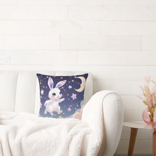 Star Bunny Throw Pillow – Pastel Galaxy Rabbit クッション (ソファ)