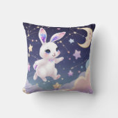 Star Bunny Throw Pillow – Pastel Galaxy Rabbit クッション (正面)