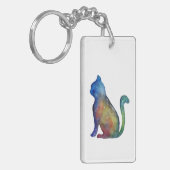 Star cat Rectangle (両面)キーチェーン キーホルダー (正面左)