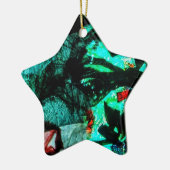  star decor double blue dark abstract  セラミックオーナメント (左)