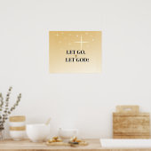 Star-Filled Let Go Let God Cross Light ポスター (キッチン)