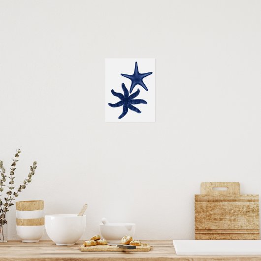 Star Fish Navy Beach Decor ポスター (キッチン)