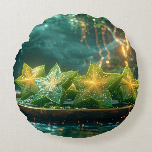 STAR FRUIT - CARAMBOLA - EXOTIC FRUITS ラウンドクッション (正面)