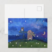 Star Gazing Bunny Rabbit Postcard ポストカード (正面/裏面)