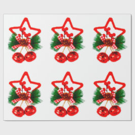Star, Holly and Bells Ornament Wrapping Paper ラッピングペーパー