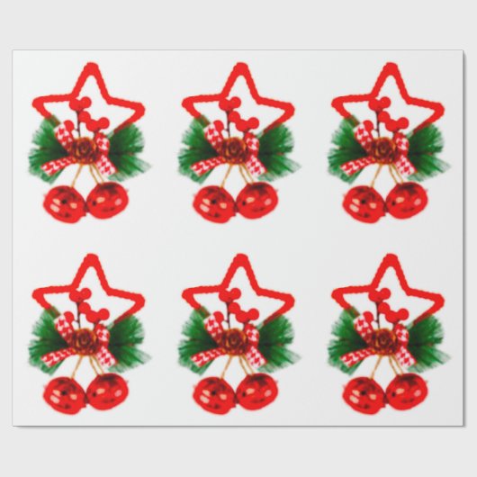 Star, Holly and Bells Ornament Wrapping Paper ラッピングペーパー (フラット)