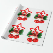 Star, Holly and Bells Ornament Wrapping Paper ラッピングペーパー (アンロールド)