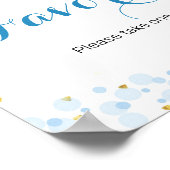 Star moon blue Watercolor Favor Sign ポスター (角)