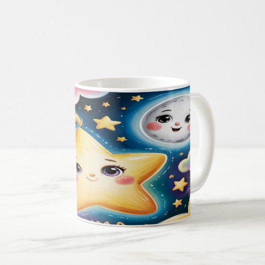 Star Mug Design – Minimalist Celestial Cup Art コーヒーマグカップ (正面右)