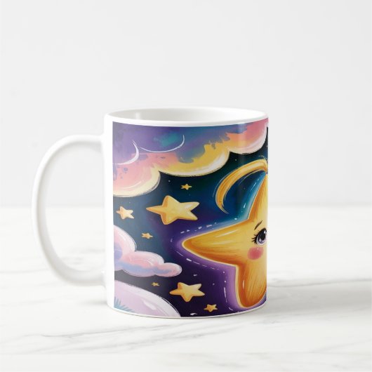 Star Mug Design – Minimalist Celestial Cup Art コーヒーマグカップ (左)
