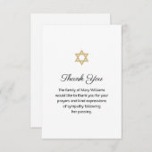 Star of David葬儀宗教フローラありがとう サンキューカード (正面/裏面)