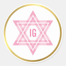 STAR OF DAVID金ゴールドサークルピンクのモノグラムロゴ