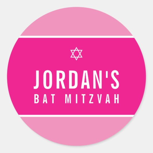 STAR OF DAVID かわいらし PINKバルミツワーロゴ ラウンドシール (正面)