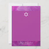 Star Of David – バイオレット背景ユダヤ結婚人 招待状 (裏面)