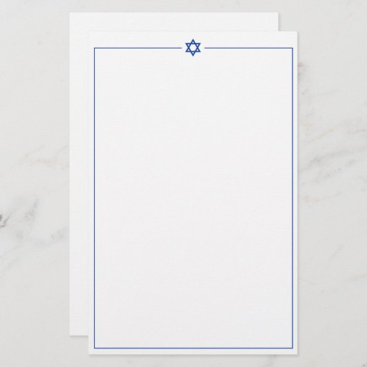 Star of David 空白の 5.5 x 8.5インチ文房具 便箋 (正面/裏面)