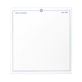 Star of David 5.5 x 6インチパーソナライズされた ノートパッド