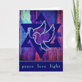 Star of David and Peace Doves Happy Hanukkah カード