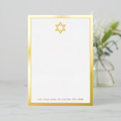Star of David border silver or gold foil note card 箔招待状 (立ち正面)