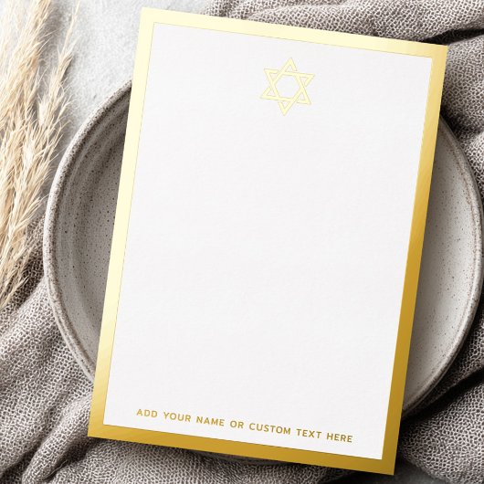 Star of David border silver or gold foil note card 箔招待状