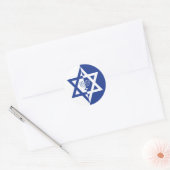 Star of David & chanukiah Hanukkahホリデーブルー ラウンドシール (封筒)