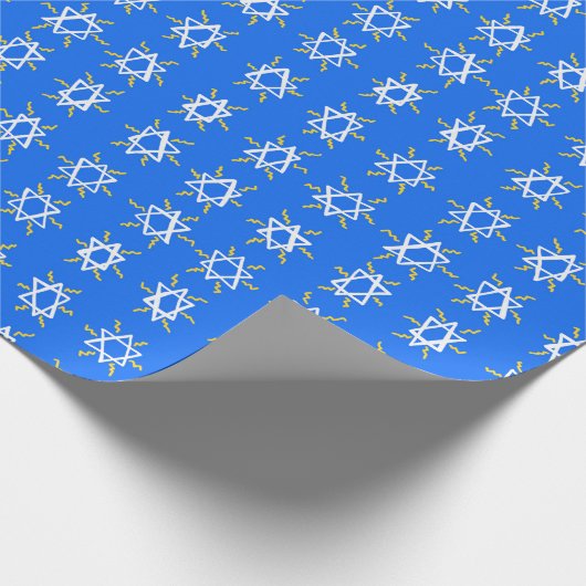 Star of David Hanukkah Pattern Blue White Gift ラッピングペーパー (角)