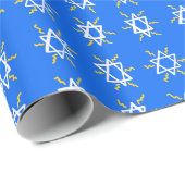Star of David Hanukkah Pattern Blue White Gift ラッピングペーパー (ロールコーナー)