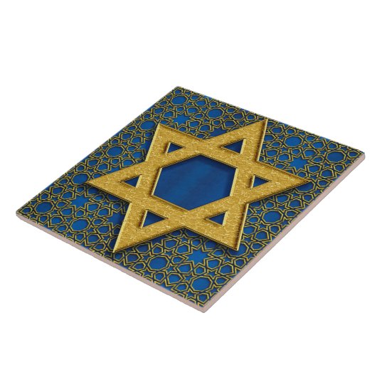 Star of David, Hanukkah Pattern Holiday Gift タイル (側面)