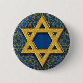 Star of David, Hanukkah Pattern Holiday Gift 缶バッジ (正面)