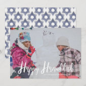 Star of David Happy Hanukkahフォトカード シーズンカード (正面/裏面)